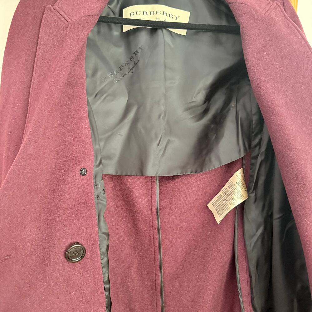 Burberry Cairndale Cashmere Coat US0 UK2 IT34 Currant Eggplant Wine Burgundy - Picture 10 of 11